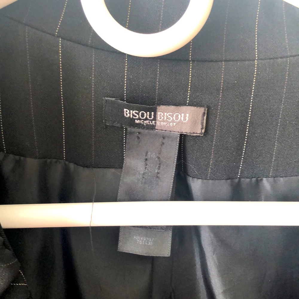 Women blazer and pant suit, Black with white stripes - Picture 2 of 7